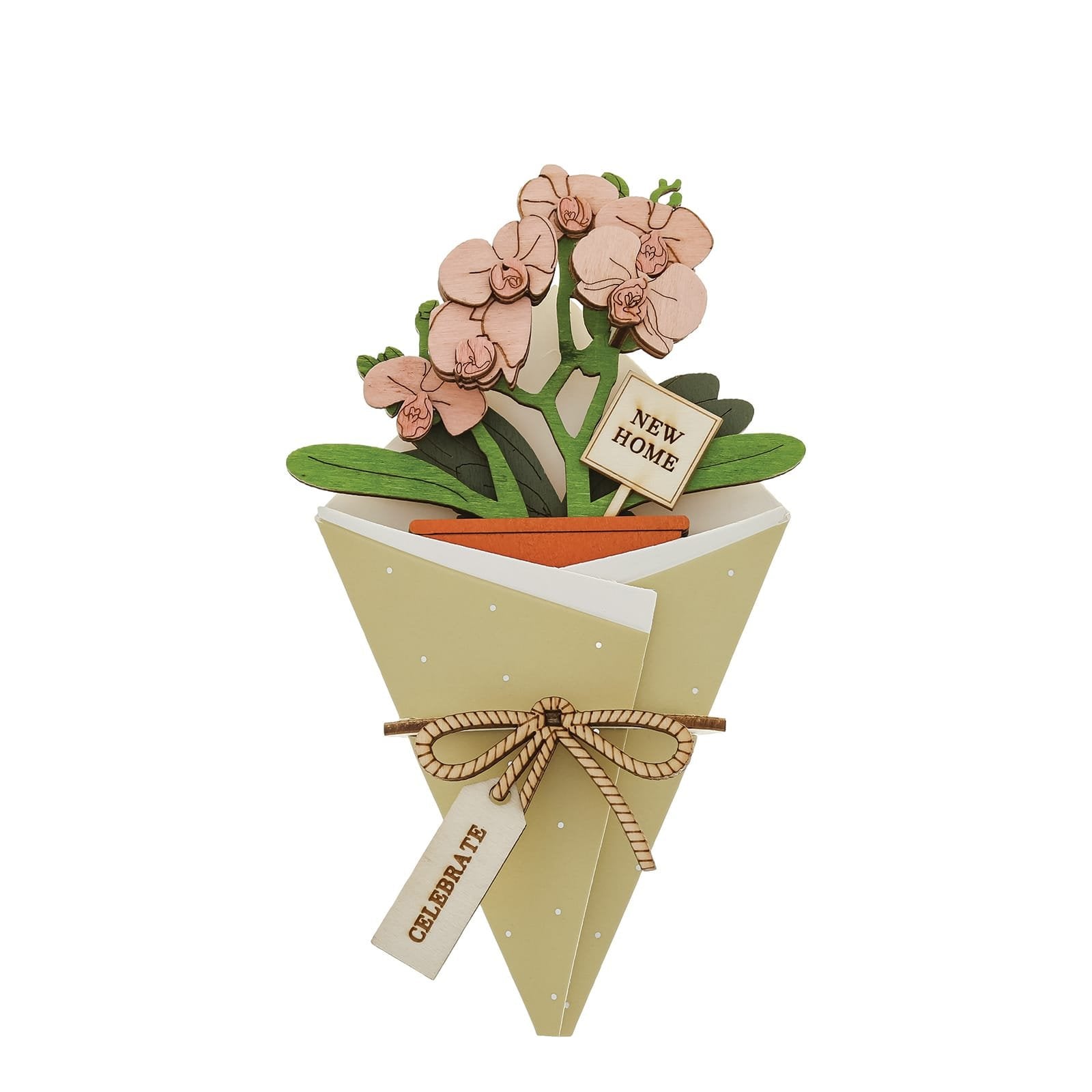 New Home 3D Flower Figurine Card