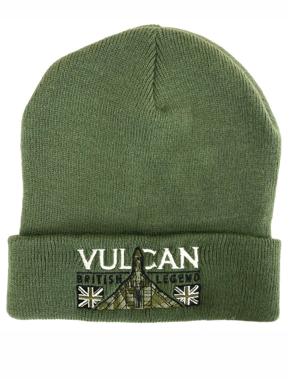 Avro Vulcan Nuclear Bomber RAF Aircraft Embroidered Green Beanie Hat
